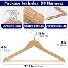 Paaaawaters 30 Pack Wooden Coat Hangers, Natural Wood Suit Hangers with Non Slip Pant Bar, Clothes Hangers for Shirts - 2 of 4