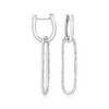 Ross-Simons 0.15 ct. t.w. Diamond Paper Clip Link Removable Hoop Drop Earrings in Sterling Silver - 3 of 4