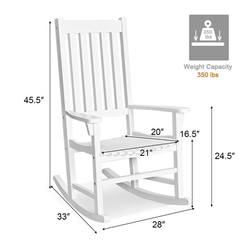 Costway Wooden Rocking Chair Porch Rocker High Back Garden Seat For Indoor Outdoor, 3 of 11