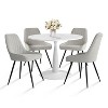 5-piece White Round Dining Table Set For 4, Round  Dining Table 35" with 4 Upholstered Fabric Dining Chair, Dining Room Furniture-Maison Boucle - image 2 of 4