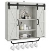 NicBex Bathroom Storage Cabinet with Sliding Barn Doors,Wall Mounted Bathroom Cabinet,Rustic Wood 3-Tier Storage Cabinet for Kitchen & Bathroom,Gray - 2 of 4