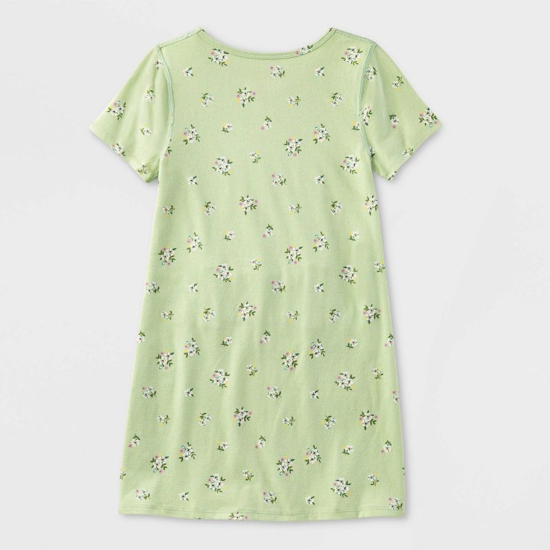 Girls&#39; 2pk Adaptive Short Sleeve Floral Dress - Cat &#38; Jack&#8482; Green/Pink, 3 of 5