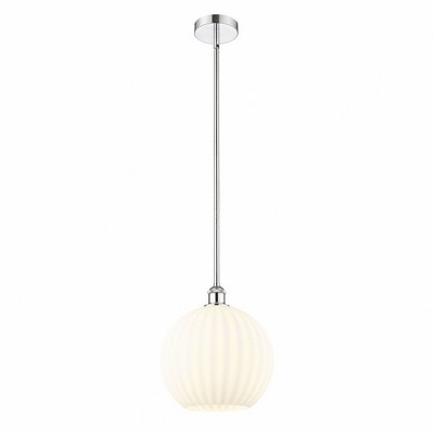 White Venetian - 1 Light Stem Hung Pendant In Modern Style-13 Inches Tall and 12 Inches Wide