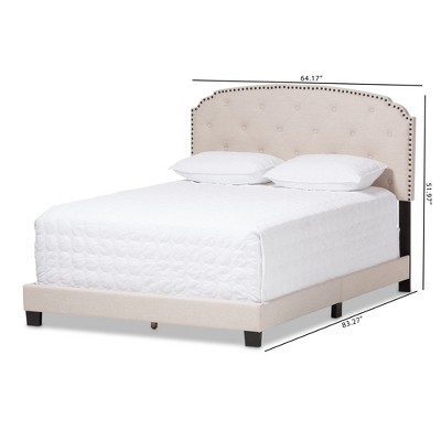 Lexi King-Size Light Beige Tufted and Nailhead Trim Upholstered Bed