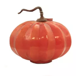 Fall 8.5" Pumpkin/Gourd Glass Br Orange Thanksgiving  -  Decorative Figurines