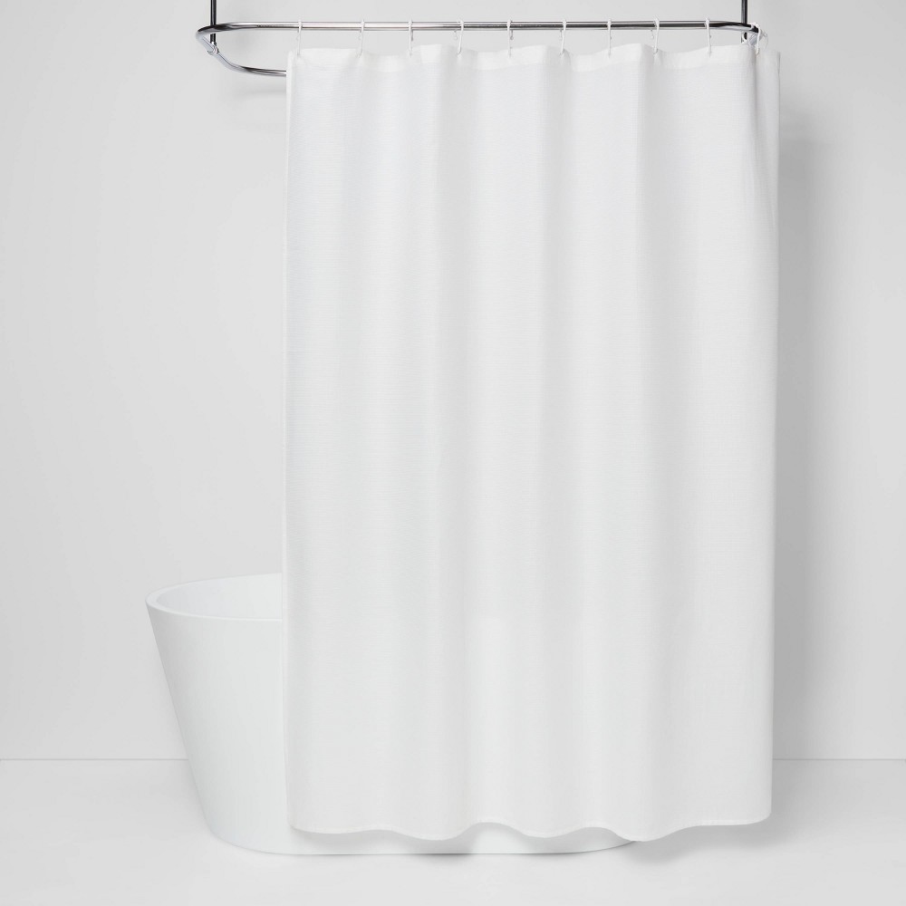 Room Essential White Waffle Weave Shower Curtain