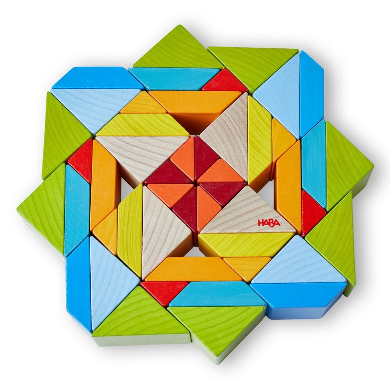 HABA 3D Puzzle Cube Mosaic - 48 Piece Wooden Blocks with 10 Double Sided Template Cards, 5 of 10
