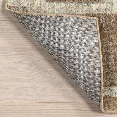 Aadhya Light Brown Geometric 4' x 6' Synthetic Area Rug
