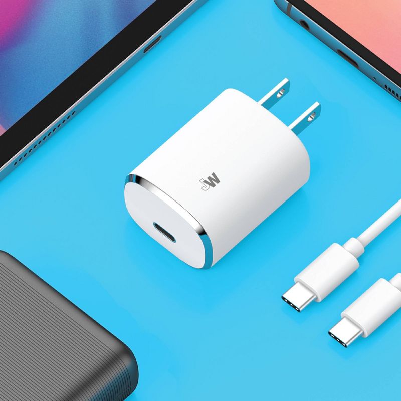 Just Wireless 20W 1-Port USB-C Home Charger with 6&#39; USB-C to USB-C Cable - White, 4 of 8