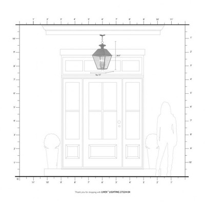 Mansfield Elegance 4-Light Outdoor Pendant in Black with Clear Glass