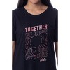 Barbie Womens' Character Together We Shine Nightgown Sleep Pajama Shirt Black - 2 of 4