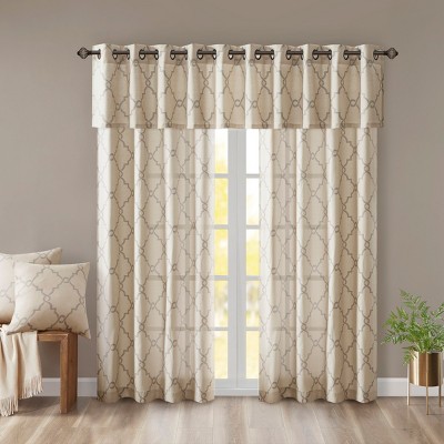 MAYEERTY 50x18" Fretwork Print Grommet Top Window Valance Beige/Grey
