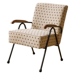 FONTOI Pattern Colorful ArmChair with Soft Padded, Upholstered Reading Chair for Living Room, Bedroom, Cream&Brown, 20"*20"*20" - 1 of 4