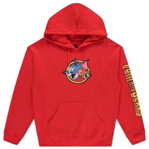 Mens Tom & Jerry Battle Hoodie - Classic Hanna-Barbera Long Sleeve Sweatshirt - Vintage Cartoon Hoodie - 1 of 4