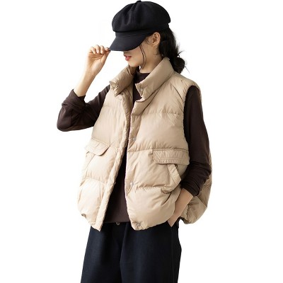 Womens Puffer Vest Ladies Sleeveless Zip Up Outerwear Warm Lightweight Down all Winter Jackets Coats