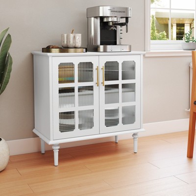 GlasFlength Decorative Storage Cabinets, Stylish and Functional Storage for Every Room, Bedroom, Living Room, Kitchen, White,31.4”*15.7”*32.2"