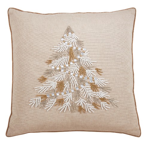 Saro Lifestyle Down Filled Beaded Christmas Tree Throw Pillow Gold 18 X 18 Target