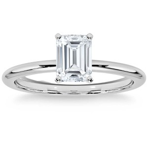 Pompeii3 Platinum 1Ct Emerald Cut Diamond Solitaire Engagement Ring Lab Created - 1 of 4