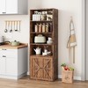 Bookcase with Doors Industrial Bookshelf 11.8in Depth Display Storage Shelves 71.4in Tall Farmhouse Bookcases Wooden 6 Shelf Bookshelvels - 4 of 4
