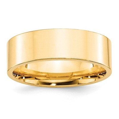 Black Bow Jewelry 7mm 14K White or Yellow Gold Flat Comfort Fit Band
