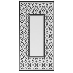 Reversible Outdoor Rug, Waterproof Plastic Straw with Carry Bag, Blue & White Gourd Border - 1 of 4