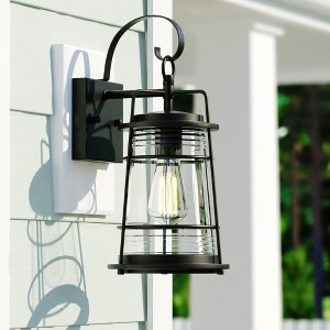 VAXCEL Montauk 1 Light Black Dusk to Dawn Coastal Outdoor Wall Lantern Clear Glass - 1 of 4