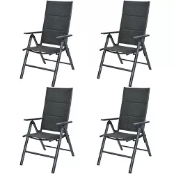 Tangkula Set of 4 Patio Chairs Adjustable Sling Back Chairs Folding Outdoor Chairs for Camping Garden