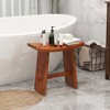 Tangkula 20 Inch Teak Wood Shower Bench w/ Curved Seat for Inside Shower & Bath Spa - 2 of 4