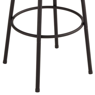 Lael Modern Industrial Black Swivel Bar Stool with Wood Seat