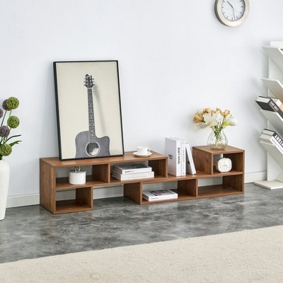 Chic Crate - Modular L-Shaped TV Stand w/ 2 Cube Units - Open Shelf Media Console for Gaming/Living Room - 47" Espresso Wood