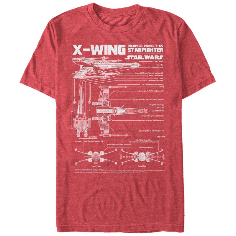 Men's Star Wars X-Wing Schematics T-Shirt, 1 of 5