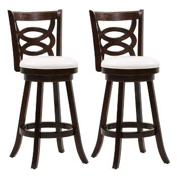 Set of 2 Woodgrove Bar Height Wood Barstool with Circle Detail White - CorLiving