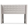 Queen Ginaro Modern and Contemporary Fabric Button Tufted Nail Head Winged Headboard Gray - Baxton Studio: Elegant Design, MDF Frame, Spot Clean - 2 of 4