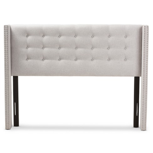 King Ginaro Modern Tufted Nail Head Winged Headboard Gray Baxton