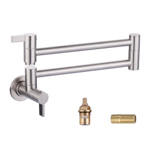 WOWOW Solid Brass Wall Mounted Pot Filler Faucet with Double Joint Swing Arms - 1 of 4