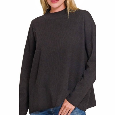 Women's Mock Drop Shoulder Sweater - ZENANA