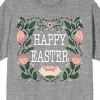 Soft Petal Happy Easter Pink Floral Women's Heather Gray Short Sleeve Crew Neck Tee - 2 of 3