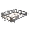 NicBex Twin Size Wood Montessori Bed with Safety Guardrails,Floor Bed Frame with Door,Modern Toddler Bed for Bedroom,Gray - 3 of 4