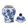 Sagebrook Home 8" Temple Jar with Lid - Ceramic White and Blue Chinoiserie Floral Stoneware for Home, Office - 3 of 4