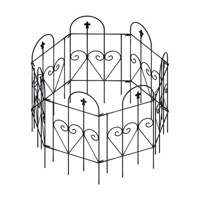 Dolonm 32" High 7-Panel Metal Garden Fence - 20.4ft Dog Barrier, Galvanized Rustproof, No Tools Movable Edging