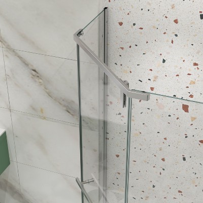 72" Frameless Chrome Pivot Shower Enclosure with Clear Tempered Glass
