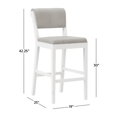 Clarion White Wood Upholstered Bar Height Stool
