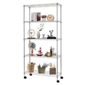 FDW 5 Tier Wire Shelving Unit Heavy Duty Storage Shelves Metal Shelving With Detachable Casters - 1 of 4