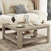 34.45" Engineered Wood Square Coffee Table with Double-Layer Storage and Multi-Functional Design for Living Room, Office, or Study - 3 of 4