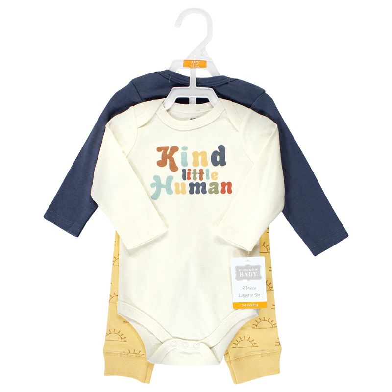 Hudson Baby Cotton Bodysuit and Pant Set, Kind Human Long Sleeve, 2 of 6