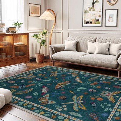 Lahome Machine Washable Back to College Series Animal Life Insects Area Rug - Nature-Inspired Carpet for Living Room, School, Bedroom, or Entryway