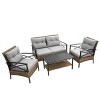 4-Piece Patio Conversation Set with Cushions, Rattan Wicker Outdoor Sofa Set for Garden, Balcony, Deck or Low Dining Lounge Space-Maison Boucle - 2 of 4