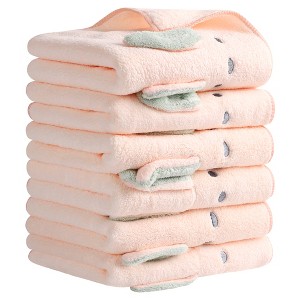 REGALWOVEN Bathroom Soft and Absorbent Coral Rabbit Pattern Hand Towel Set - 1 of 4