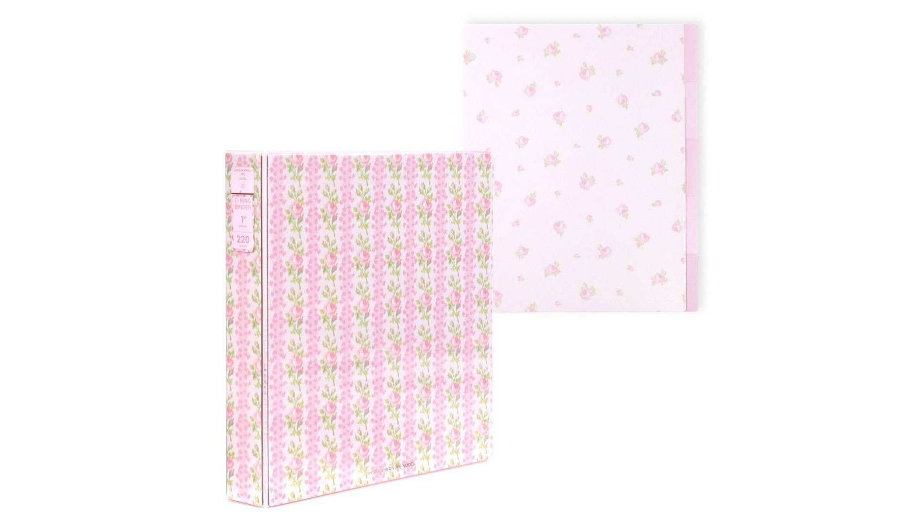 LoveShackFancy x Target - Yoobi Blooming Heirloom 1" Binder and 5-Tab Dividers Strawberry Macaroon
