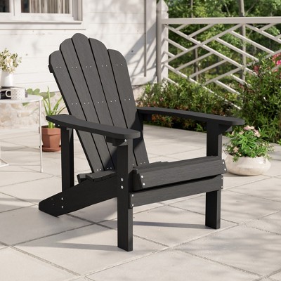 Sonkuki Faux Wood Adirondack Chair with High Back and Wide Seat